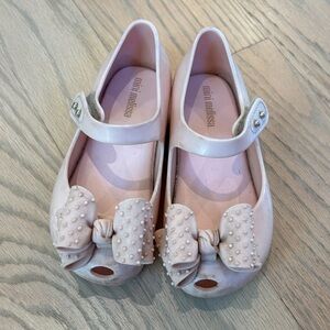 Mini Melissa Girls' Pink Mary Jane Bow Jelly Shoes, size toddler/little kid 10